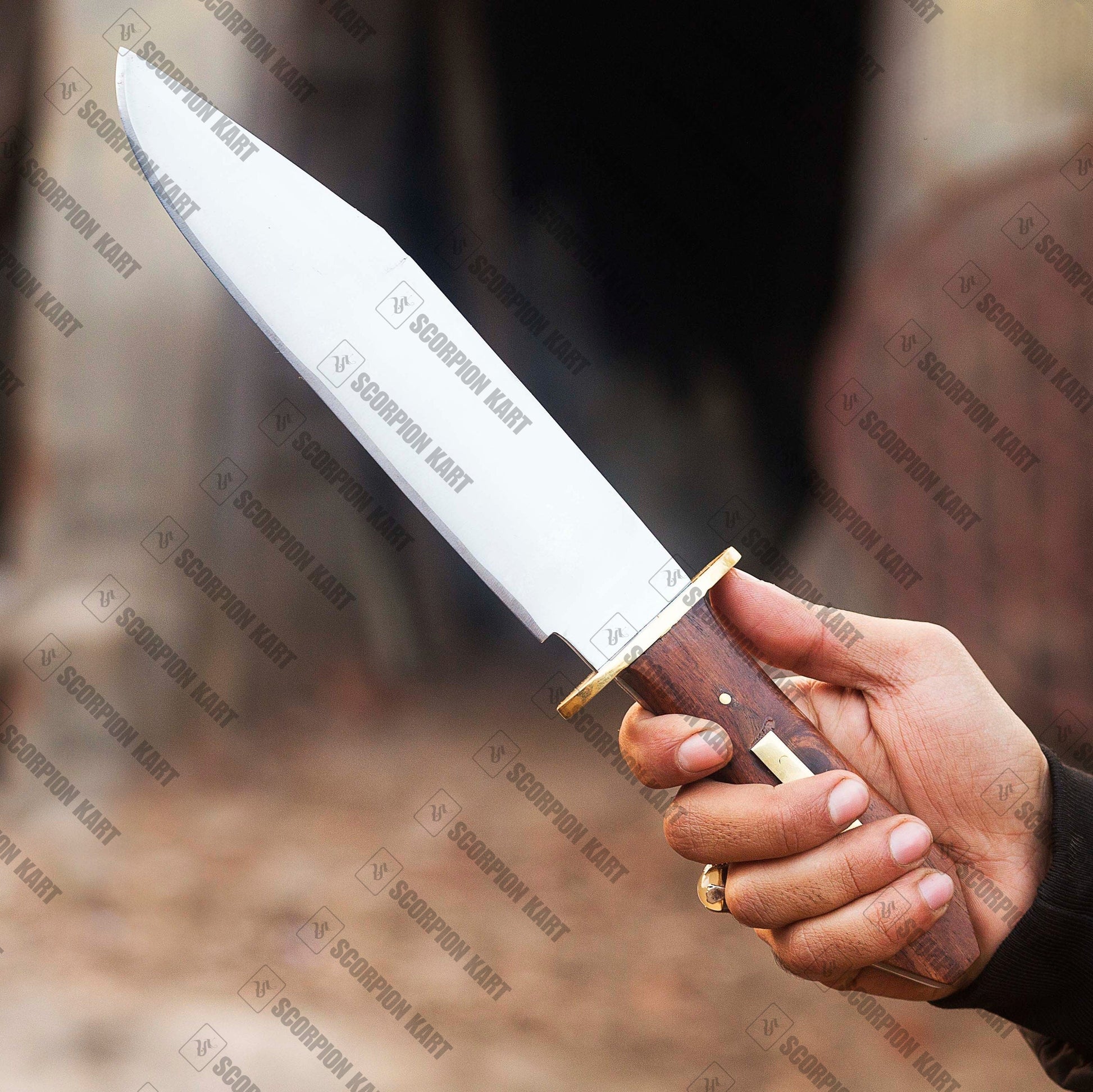 Handmade Bowie 14" Jim Bowie Replica Knife With Walnut Wood and Brass Guard Handle | Gift For Him | Anniversary Gift | Father's Day Gift - Premium best Happy Valentine Day gift from SCORPION KART - Just $115.06! Shop now at SCORPION KART