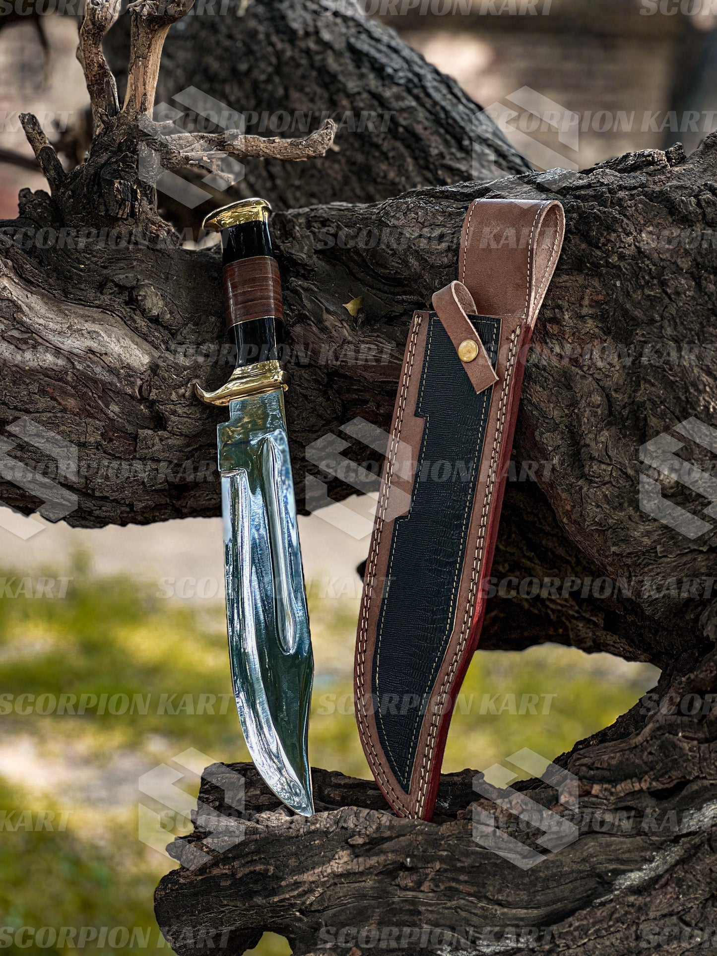Personalized Custom handmade D2/c430 Tool Steel High Polish Crocodile Dundee Bowie Rambo knife Christmas Gifts, Gift for him W leather cover - Premium best Happy Valentine Day gift from SCORPION KART - Just $130! Shop now at SCORPION KART
