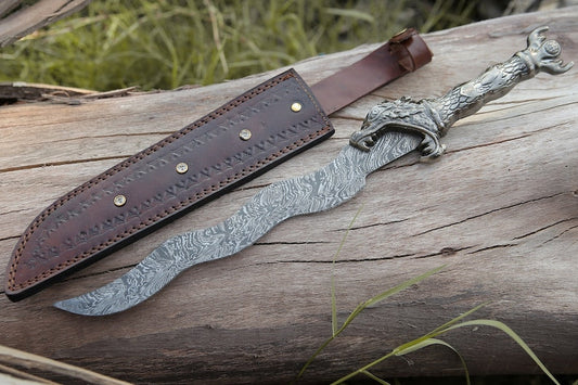 Handcrafted Damascus Hunting Viking Blade: A Unique and Functional Gift - Premium best Happy Valentine Day gift from SCORPION KART - Just $144.99! Shop now at SCORPION KART